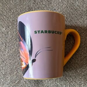 Starbucks Purple Mug with Butterfly and Yellow Handle